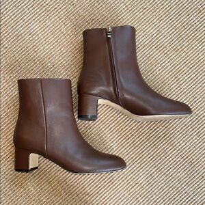 Ann Taylor Block Heel Brown Leather Bootie